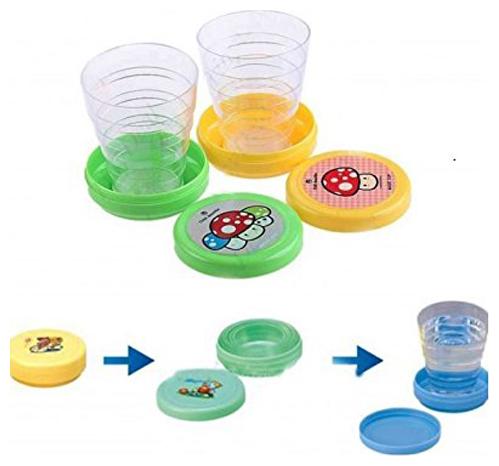 

Set of 2 Folding Collapsible Magic Cup - Mug Glass for Travel Outdoors Hiking (Color and Design May Vary)