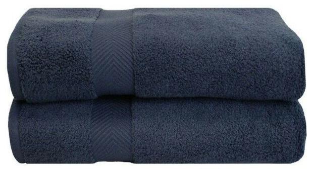 

Set of 2 Midnight Blue Zero Twist Cotton Soft and Absorbent Bath Towels