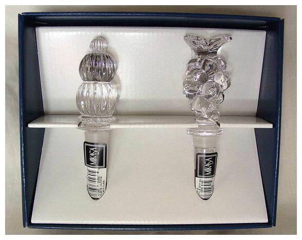 

Set of 2 MIKASA Crystal Decanter Bottle Stoppers Grapes PARK LANE NEW NIB