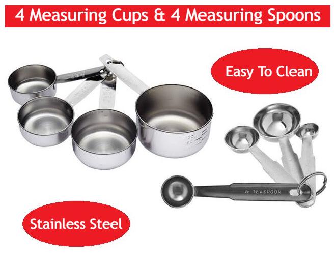 

Set Of 4 Measuring Cup And 4 Measuring Spoon
