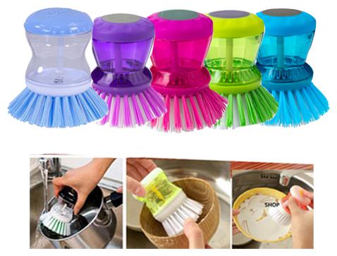 

Set of 5 pcs Cleaning Brush With Liquid Soap Dispenser ( Color May Vary )