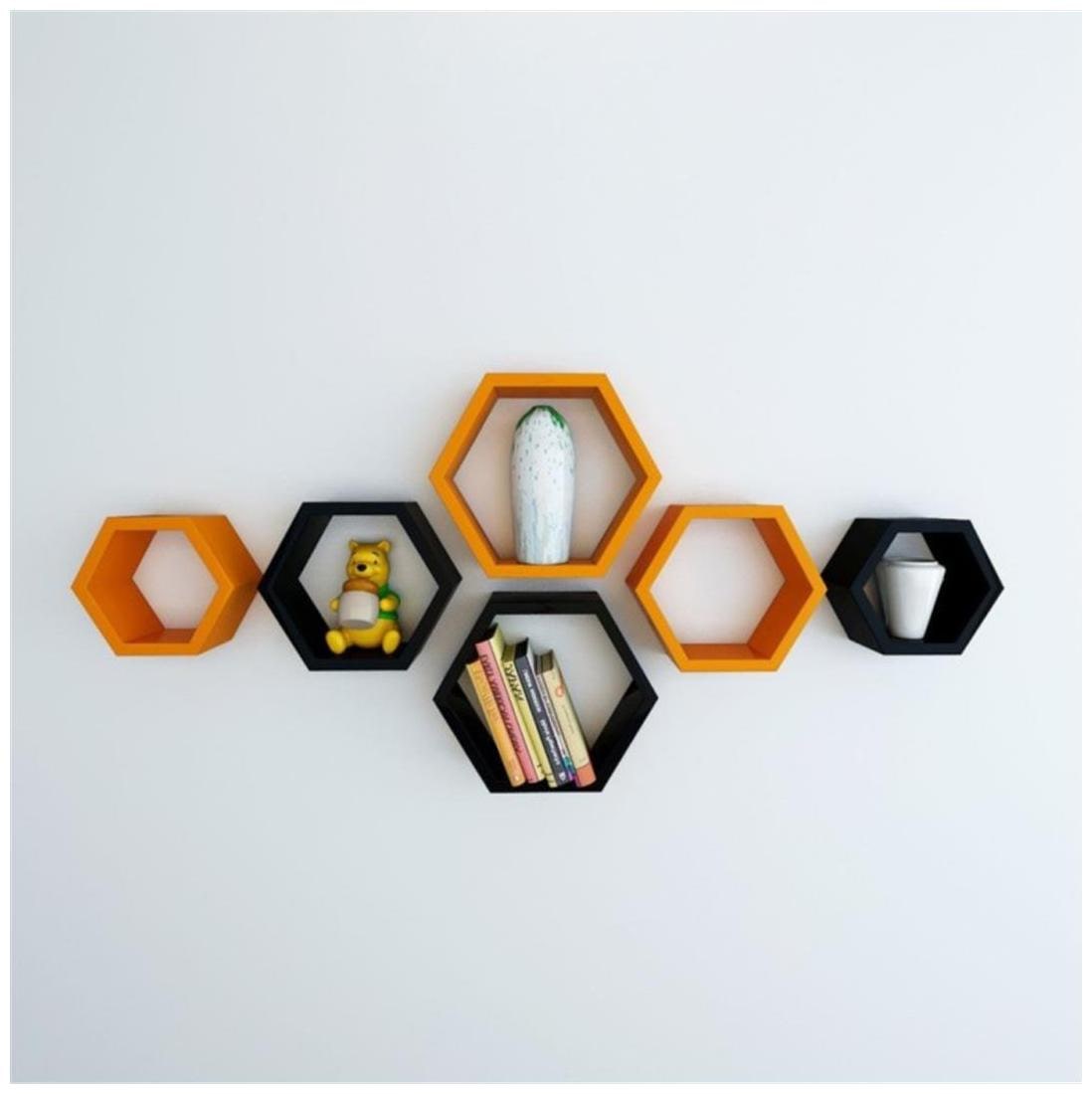 

Set of 6 Hexagon Wall Shelves