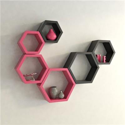 

Set of 6 Hexagon Wall Shelves