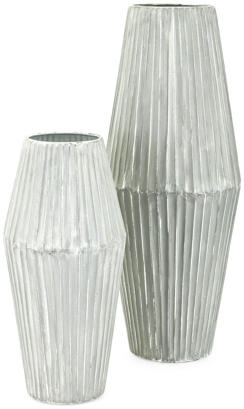 

Set of Two Metallic Vases White-Gray Grey