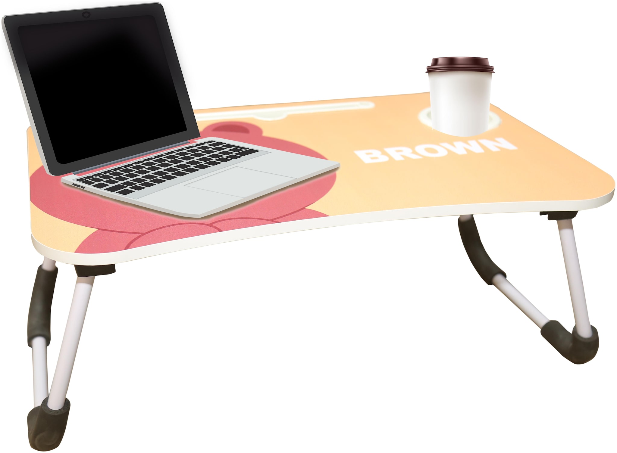 

SETIST Foldable Laptop Table with Cup Holder Charging Cable IPad Tablet Slot