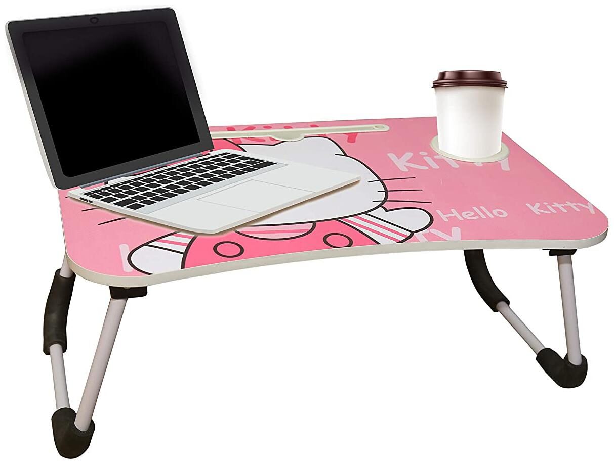 

Setist Foldable Laptop Table With Cup Holder Charging Cable Ipad Tablet Slot - Multi Colour (60 X 40 X 28 cm)