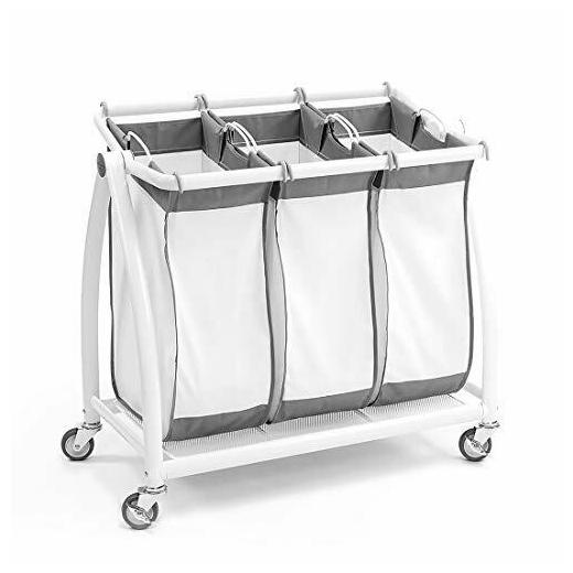 

Seville Classics Premium 3-Bag Heavy-Duty Tilt Laundry Hamper (White 3-Bag)