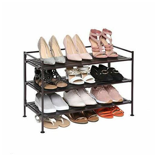 

Seville Classics 3-Tier Stackable 9-Pair Woodgrain 3-Tier Espresso Resin Slat