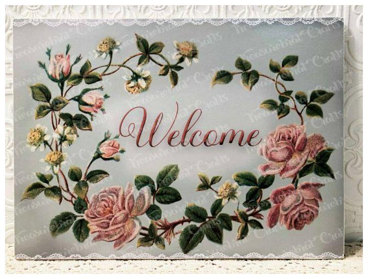 

Shabby Chic Vintage Style Country Cottage Wall Decor Sign Picture - Welcome