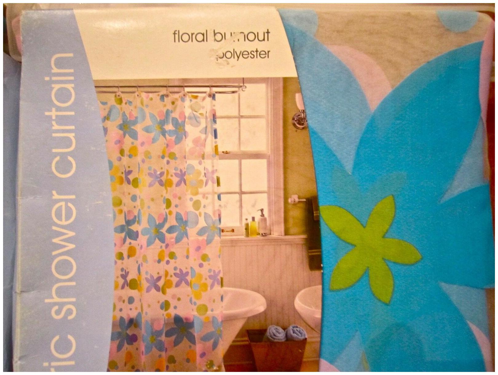 

Shabby Floral Brunout Shower Curtain Sheer Home Pink Blue Yellow Home NEW