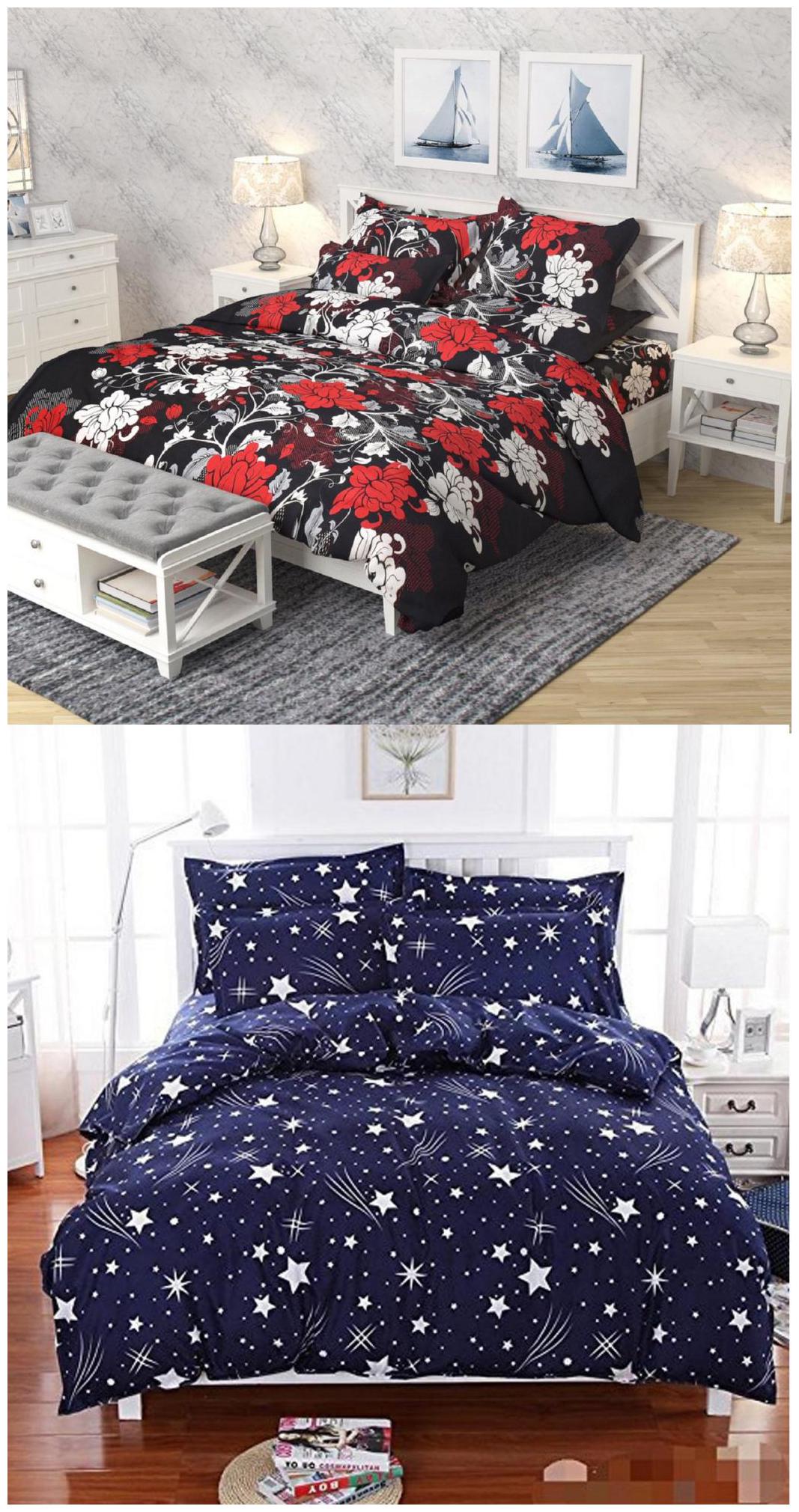 

SHAKRIN Microfiber 3D Printed Double Size Bedsheet 160 TC ( 2 Bedsheet With 4 Pillow Covers Multi )