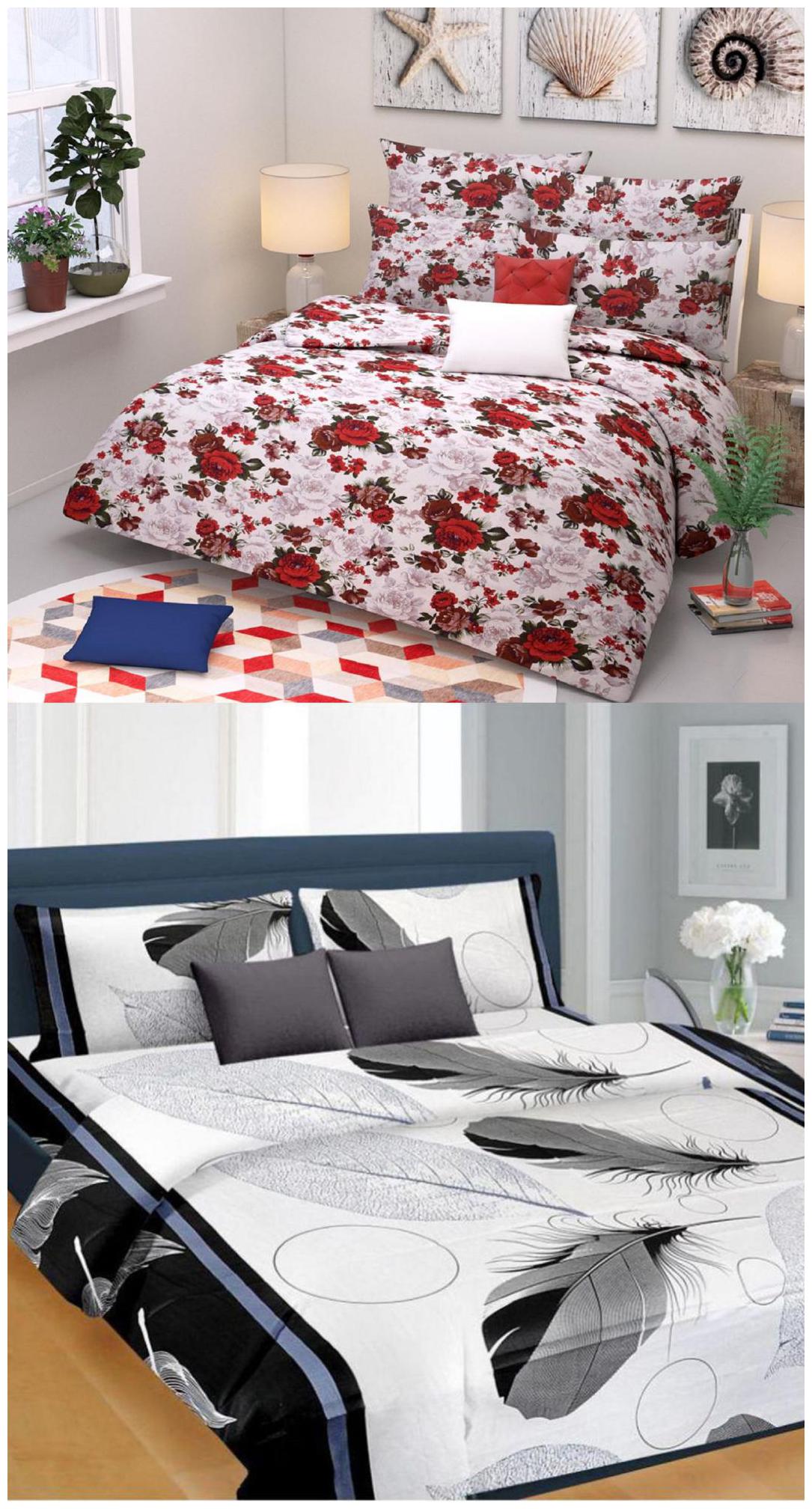 

SHAKRIN Microfiber 3D Printed Double Size Bedsheet 160 TC ( 2 Bedsheet With 4 Pillow Covers Multi )
