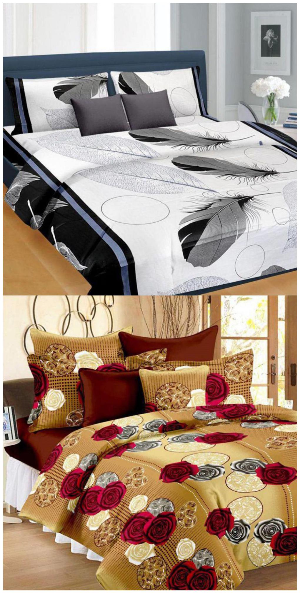 

SHAKRIN Microfiber 3D Printed Double Size Bedsheet 160 TC ( 2 Bedsheet With 4 Pillow Covers Multi )