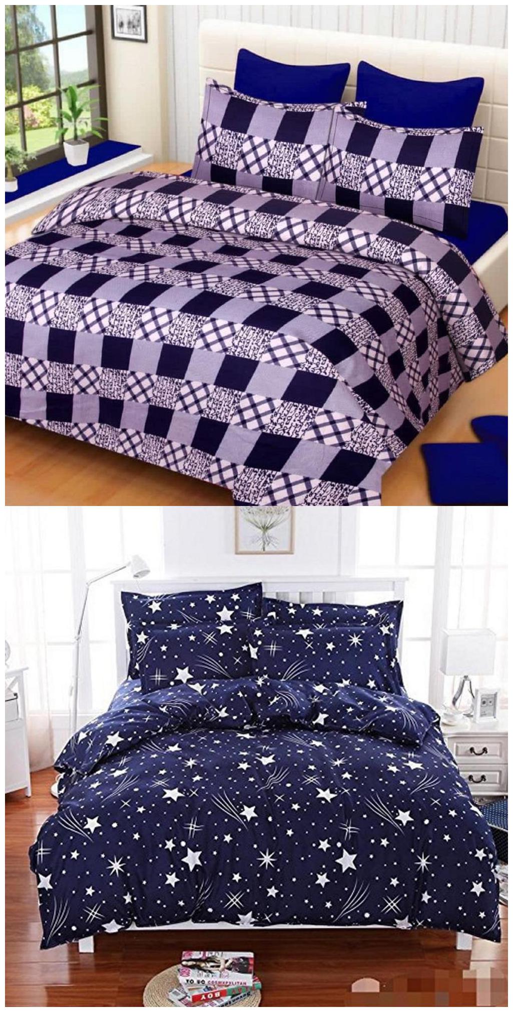 

SHAKRIN Microfiber 3D Printed Double Size Bedsheet 160 TC ( 2 Bedsheet With 4 Pillow Covers Multi )
