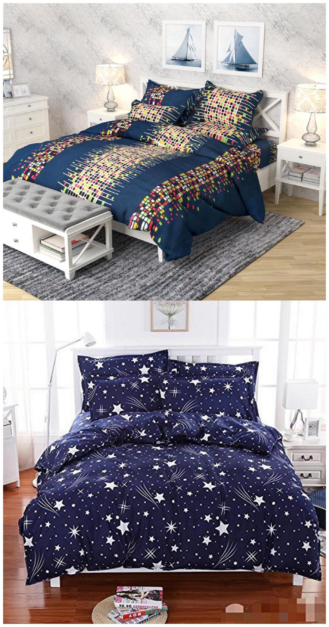 

SHAKRIN Microfiber 3D Printed Double Size Bedsheet 160 TC ( 2 Bedsheet With 4 Pillow Covers Multi )