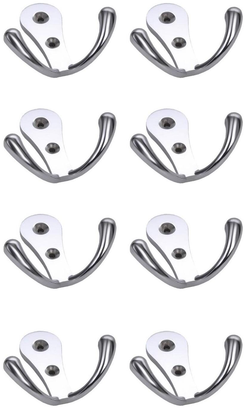 

Shaks Antique-2 Pin Silver Heavy Bathroom Cloth Hanger Wall Robe Hooks Rail For Hanging Keys Clothes Towel Steel Hook ( Pack of 8)
