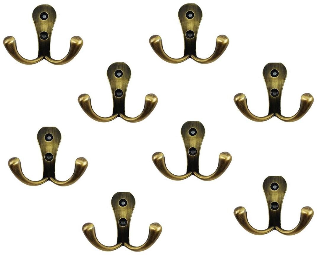 

Shaks Antique-2 Pin Heavy Bathroom Cloth Hanger Wall Robe Hooks Rail For Hanging Keys Clothes Towel Steel Hook ( Pack of 8)