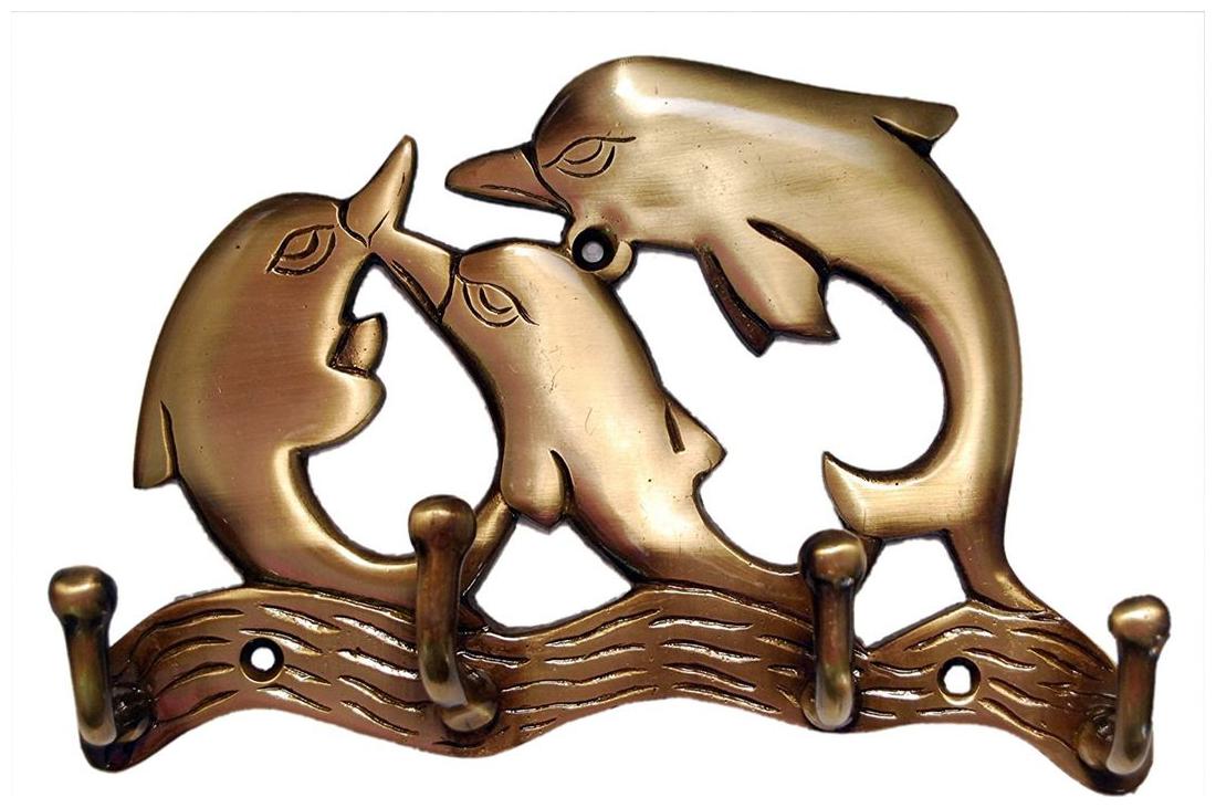 

SHAKS Hardware Solutions Beautiful 3 Dolphins Robe Rail Key Holder (4 Hooks)