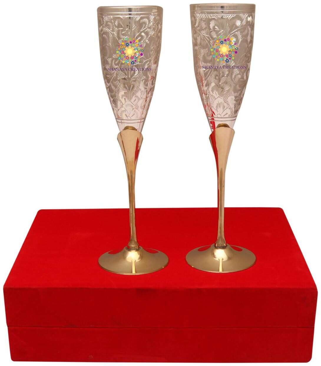 

SHANAYA CREATIONS Glass Set (200 ml Silver Gold Pack of 2)