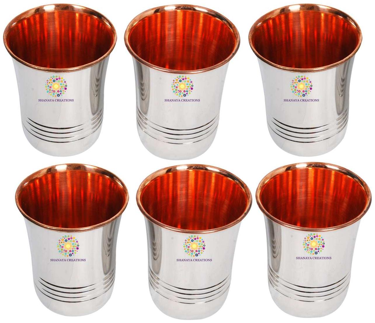 

SHANAYA CREATIONS Plain Glass Set (300 Steel Brown Pack of 6)