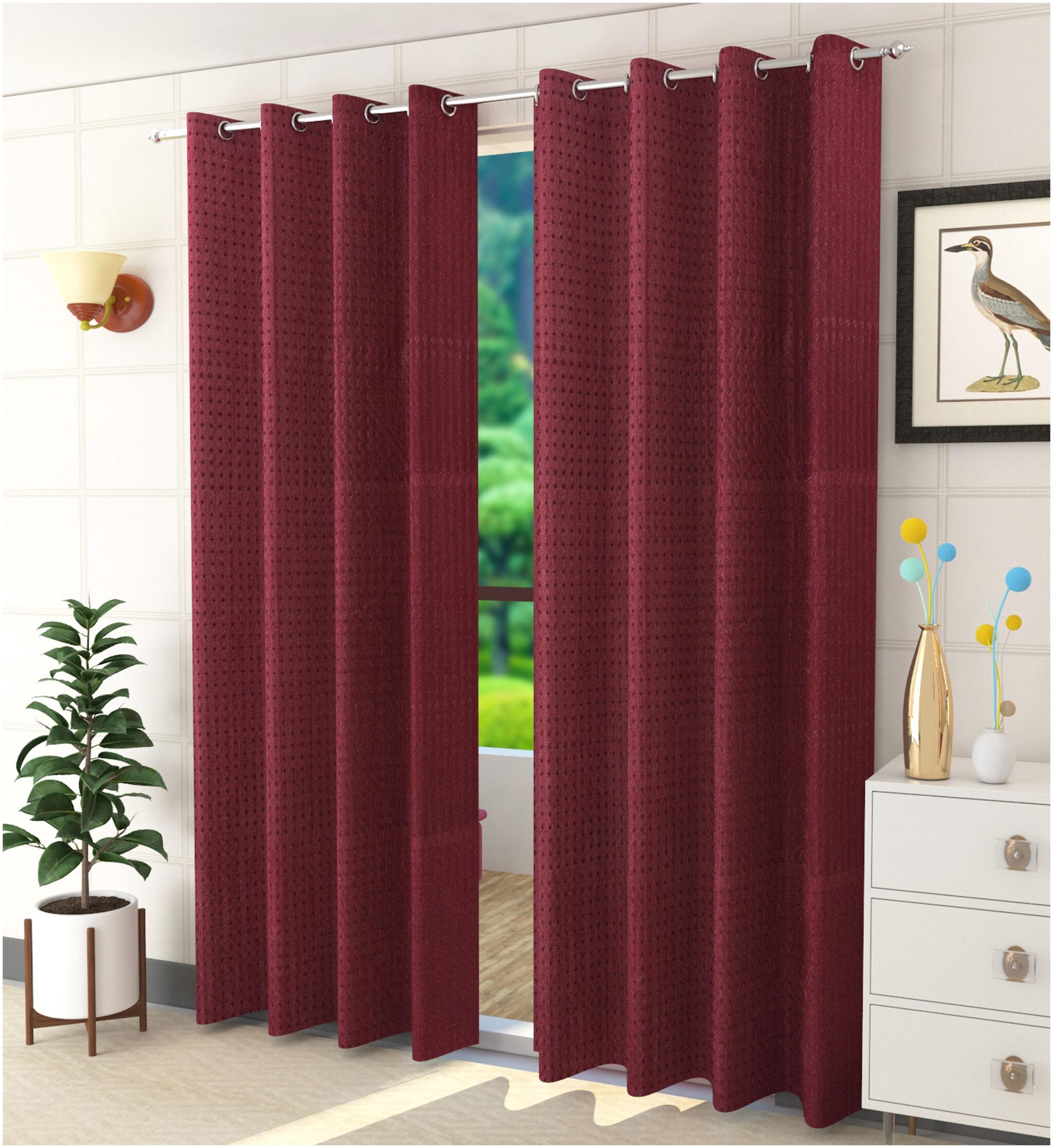 

Sheen Decor Polyester Door Room Darkening Maroon Regular Curtain ( Eyelet Closure Solid )