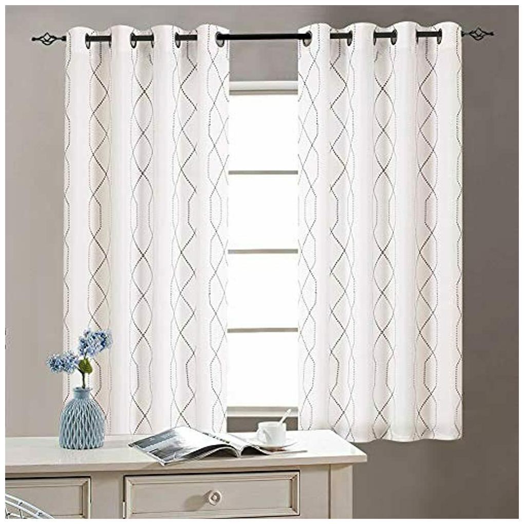 

Sheer Embroidered Curtains Living Room Grommet Top Embroidery Bedroom 63 White