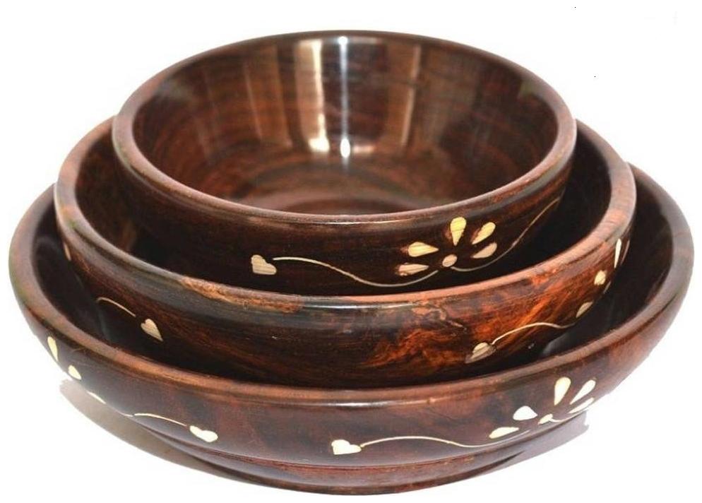 

Sheesham Wood Wooden Brown Serving Bowl