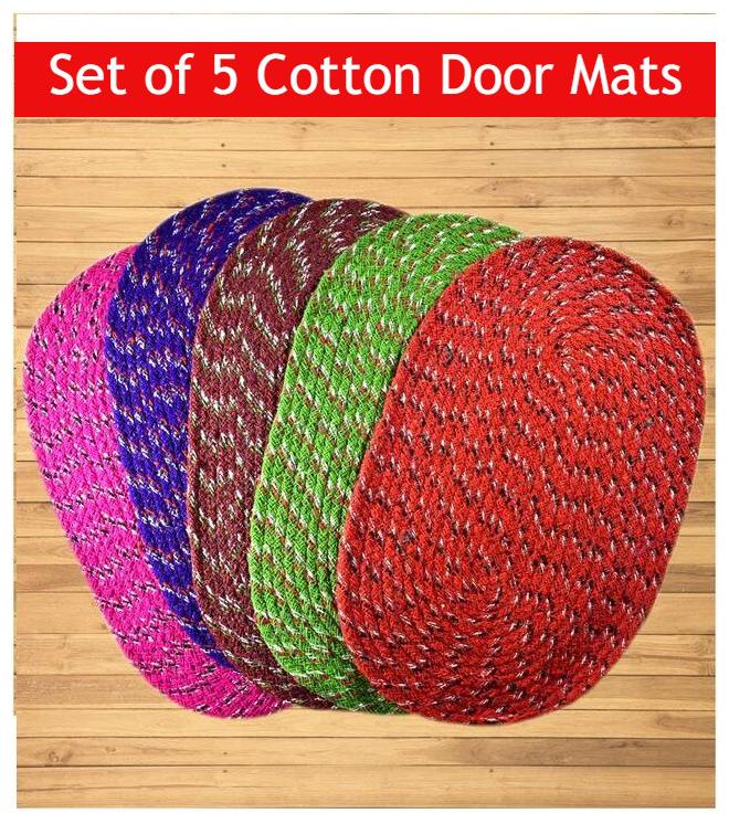 

SHF 100 Cotton Door Mats for Home and Office Set of 5 piece (33x53 cm)