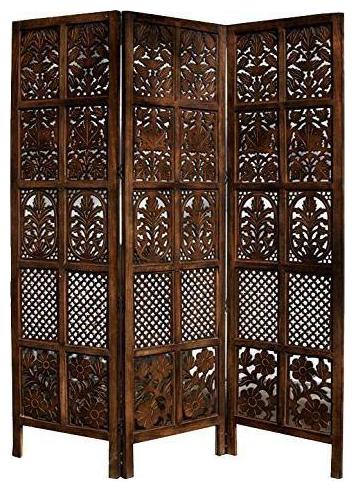 

Shilpi Mango Wood 3 Panel Partition Screen 72x60 inch (Black)