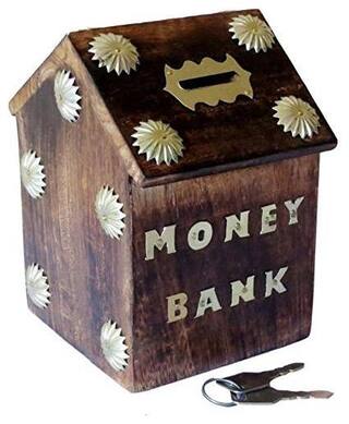 Shilpi Wooden Hut Shape Money Bank / Coin Bank / Gulak