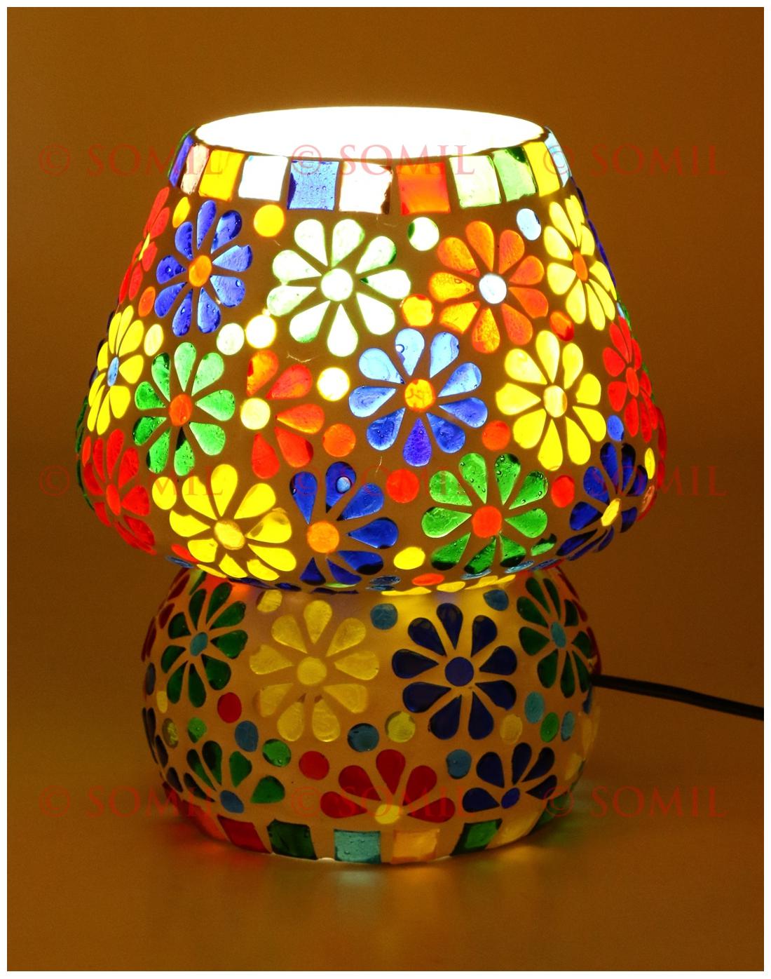 

Shining Multicolor Hand Decorative With Colorful Beads Chips Glass Table Lamp