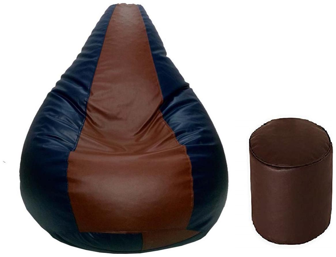 Shira 24 X Large Teardrop Bean Bag Cover Foot Stool Without Beans Brown Blue,XL by BEAN BAG STORE