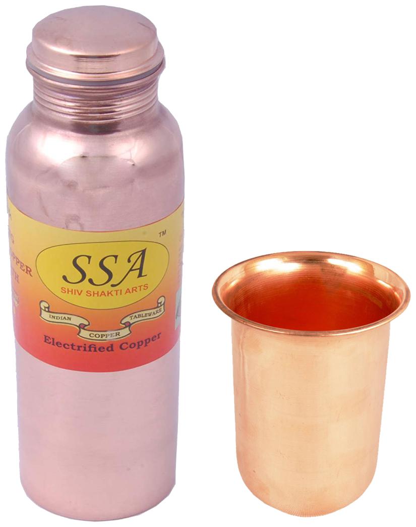 

Shiv Shakti Arts Copper Brown Water Bottle ( 500 ml Set of 2 )