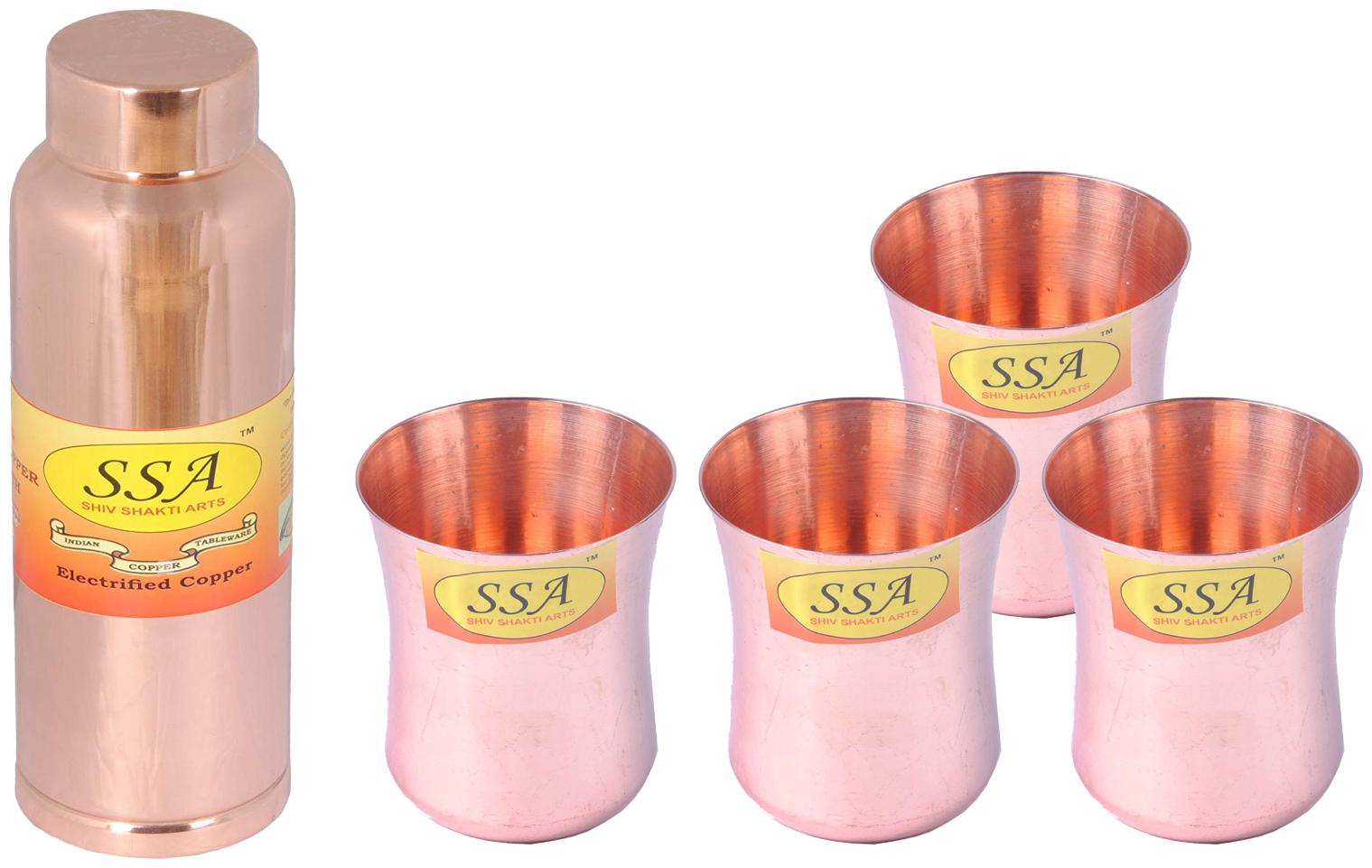 

Shiv Shakti Arts Copper Brown Water Bottle ( 1000 ml Set of 5 )