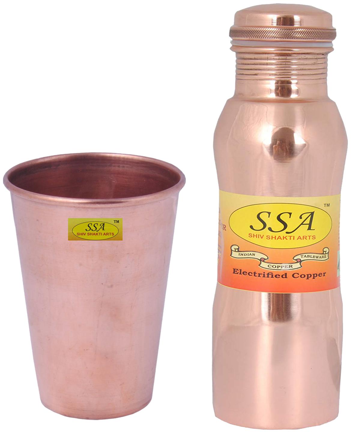 

Shiv Shakti Arts Copper Brown Water Bottle ( 1000 ml Set of 2 )
