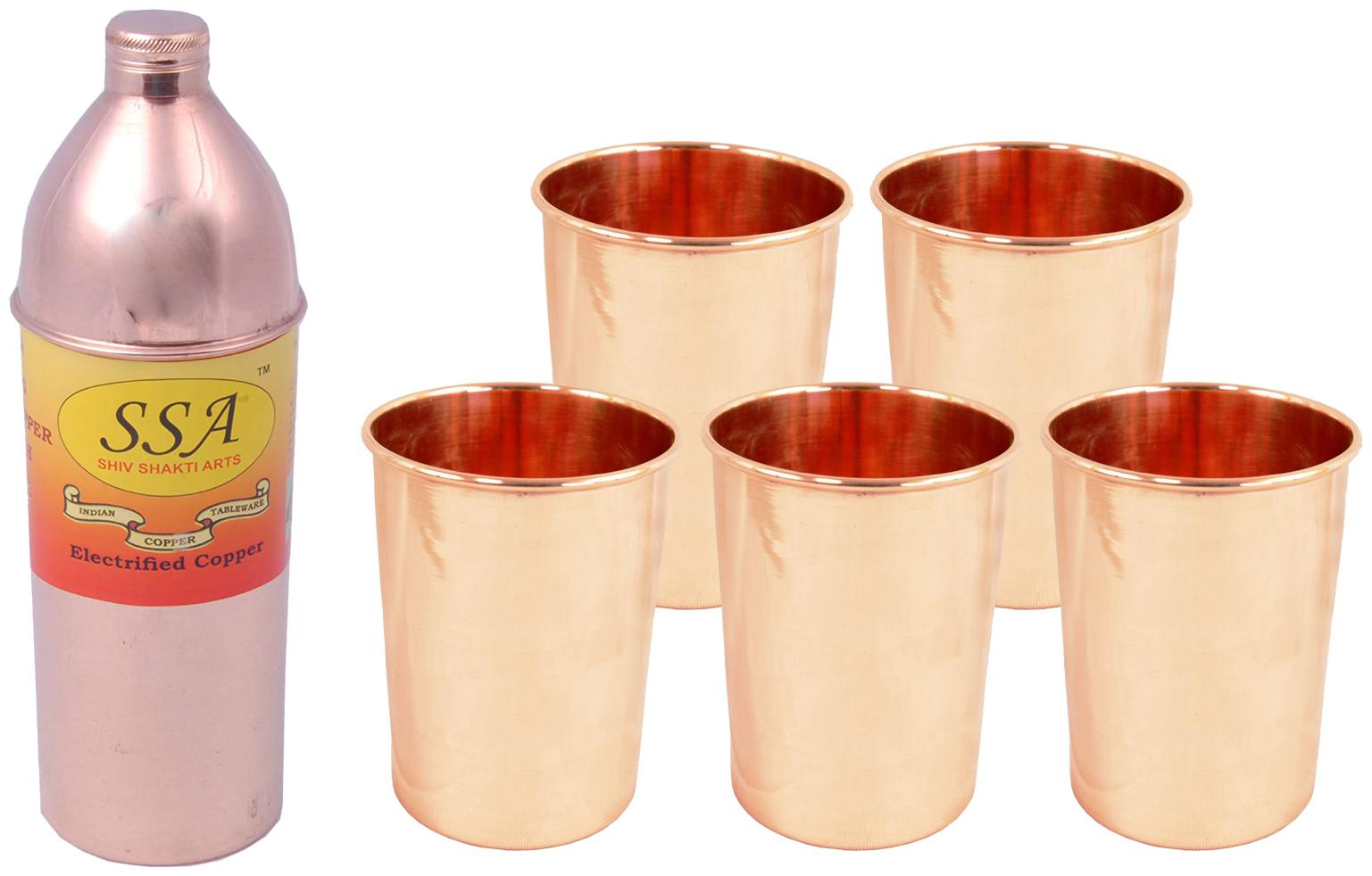 

Shiv Shakti Arts Copper Brown Water Bottle ( 800 ml Set of 6 )