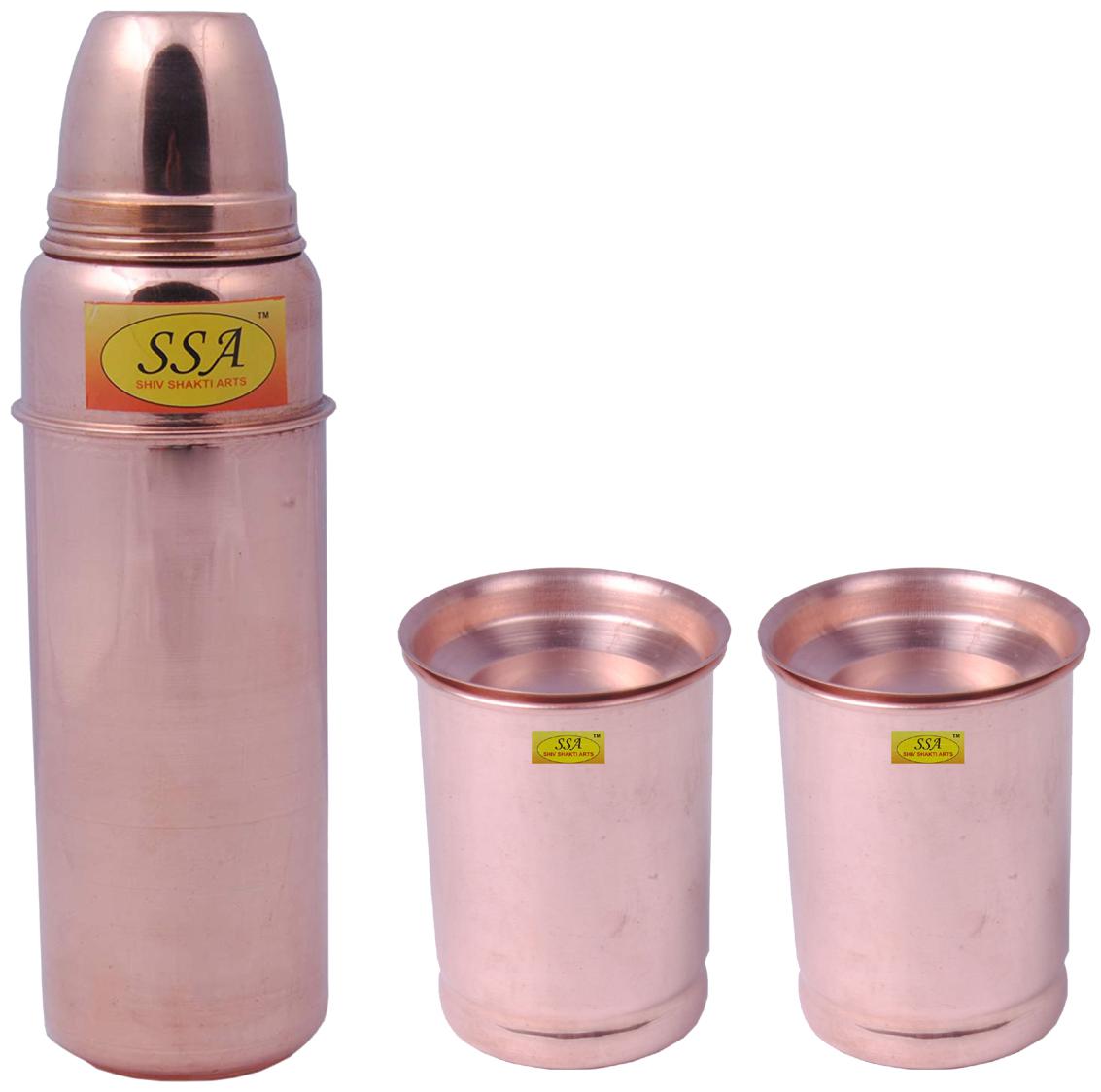

Shiv Shakti Arts Copper Brown Water Bottle ( 850 ml Set of 3 )