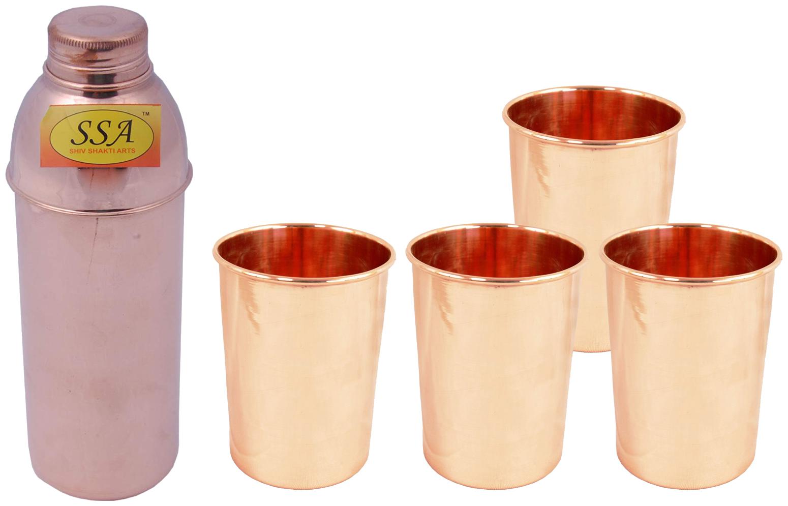 

Shiv Shakti Arts Copper Brown Water Bottle ( 900 ml Set of 5 )