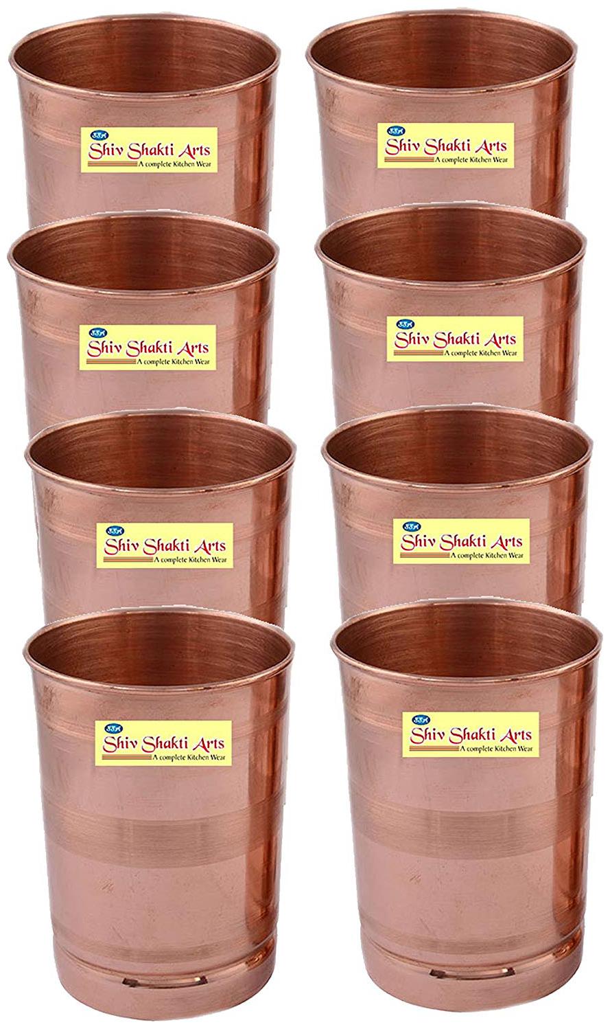 

Shiv Shakti Arts Handmade Pure Copper Silver Touch Glass Set of 8