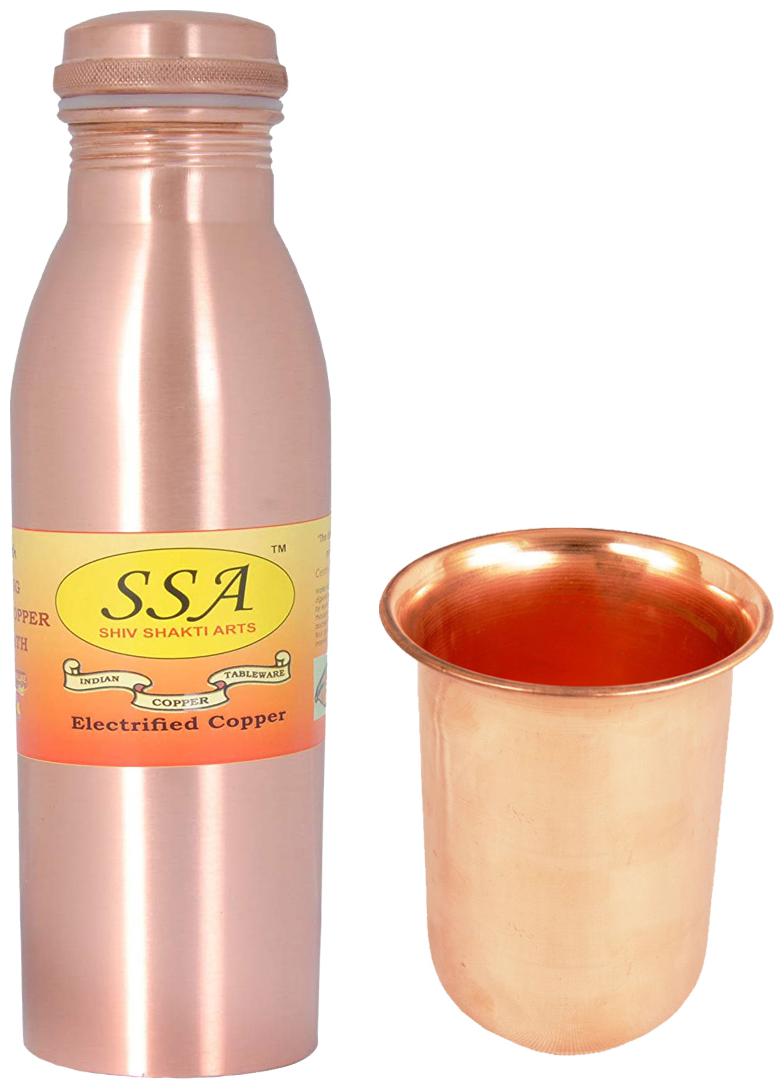 

Shiv Shakti Arts Copper Brown Water Bottle ( 1000 ml Set of 2 )