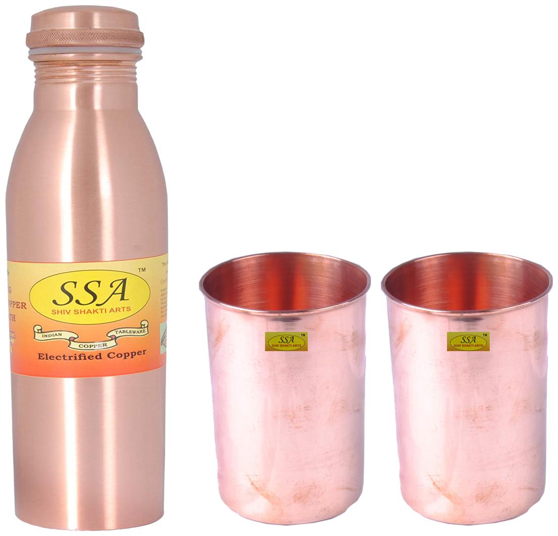 

Shiv Shakti Arts Copper Brown Water Bottle ( 1000 ml Set of 3 )
