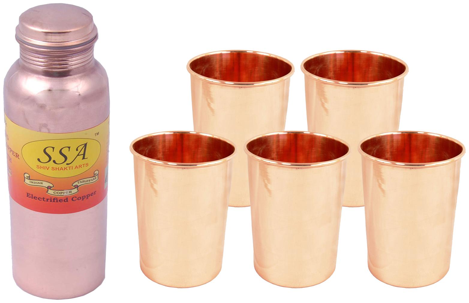 

Shiv Shakti Arts Copper Brown Water Bottle ( 500 ml Set of 6 )