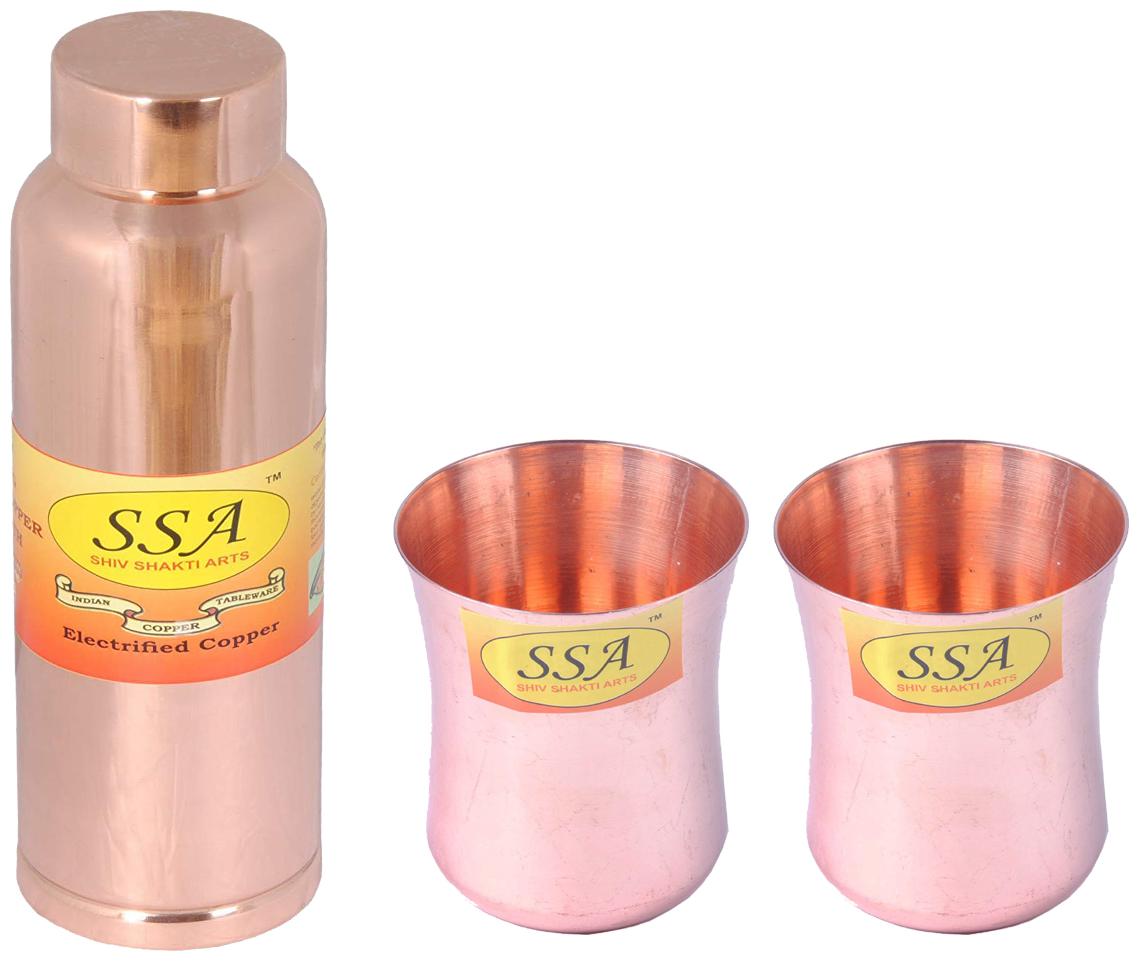 

Shiv Shakti Arts Copper Brown Water Bottle ( 1000 ml Set of 3 )