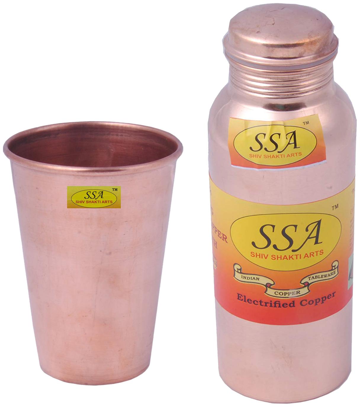 

Shiv Shakti Arts Copper Brown Water Bottle ( 750 ml Set of 2 )