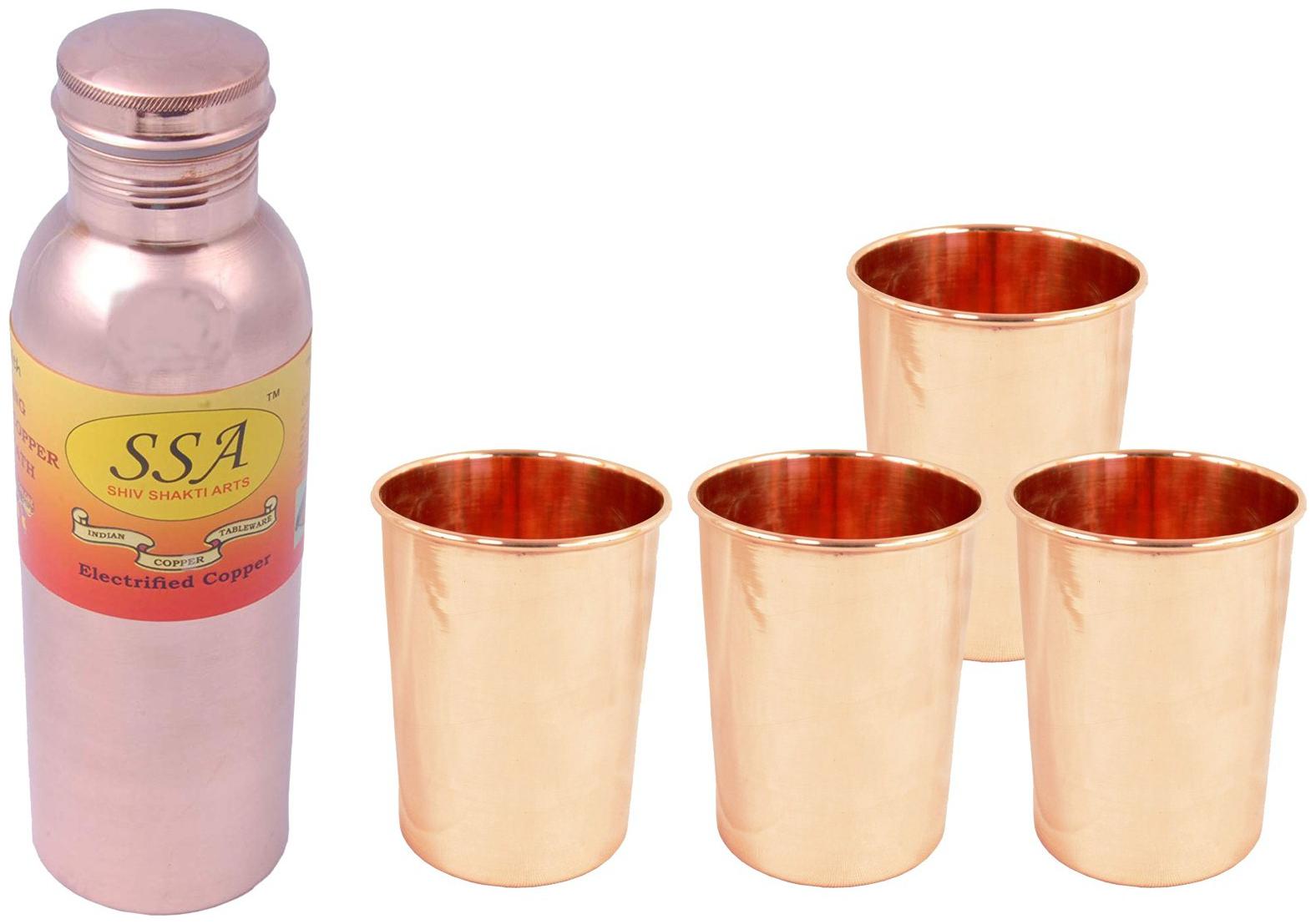 

Shiv Shakti Arts Copper Brown Water Bottle ( 850 ml Set of 5 )