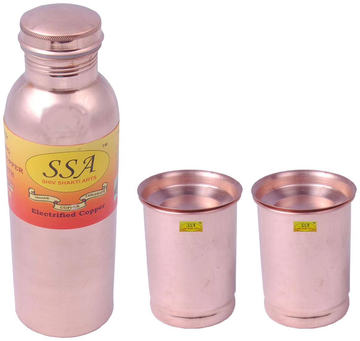 

Shiv Shakti Arts Copper Brown Water Bottle ( 850 ml Set of 3 )