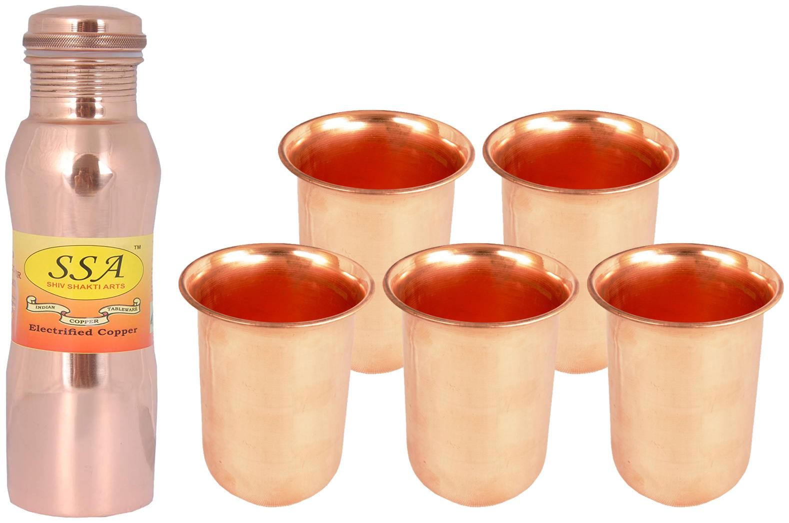 

Shiv Shakti Arts Copper Brown Water Bottle ( 1000 ml Set of 6 )