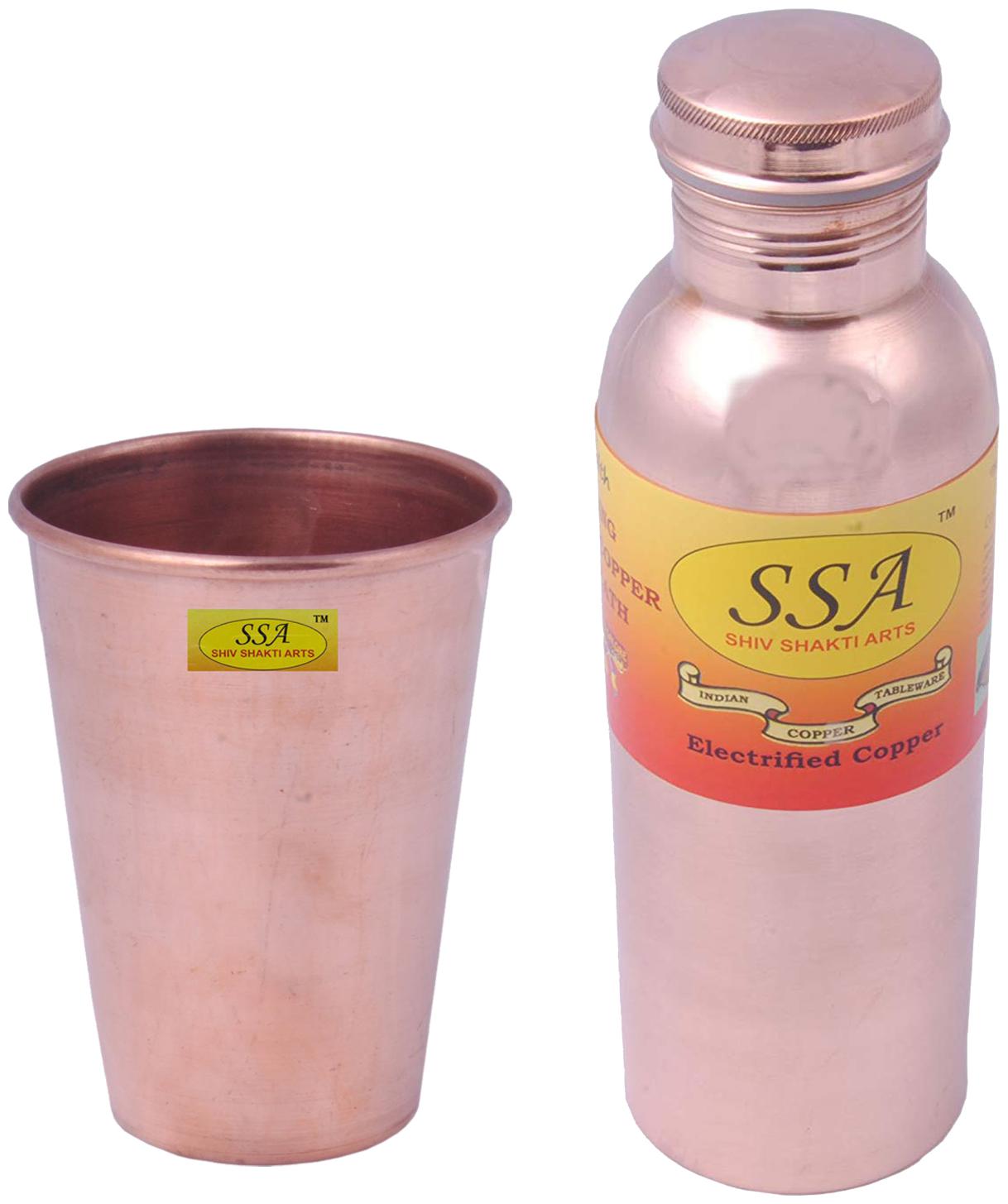 

Shiv Shakti Arts Copper Brown Water Bottle ( 850 ml Set of 2 )