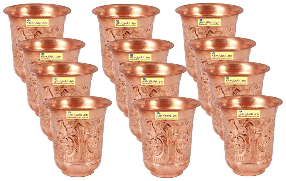 

SHIV SHAKTI ARTS Handmade Pure Copper Royal Designer Glass Set of 12