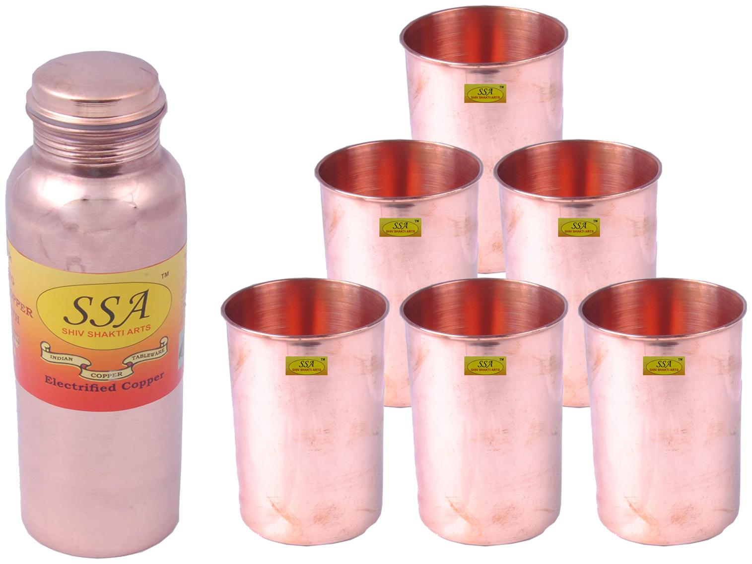 

Shiv Shakti Arts Copper Brown Water Bottle ( 500 ml Set of 7 )